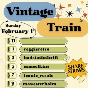 VINTAGE TRAIN FEB 1st -buy, sell, window shop-